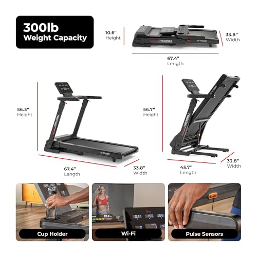 Sunny Health & Fitness Flat-Folding Auto Incline Treadmill, Fully Assembled - image 8