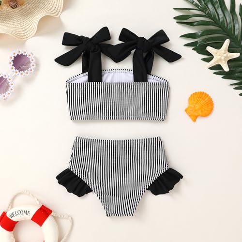 YOUNGER TREE Toddler Girls Two Pieces Swimsuit Color Block Stripe Swimwear Summer Beach Bathing Suit