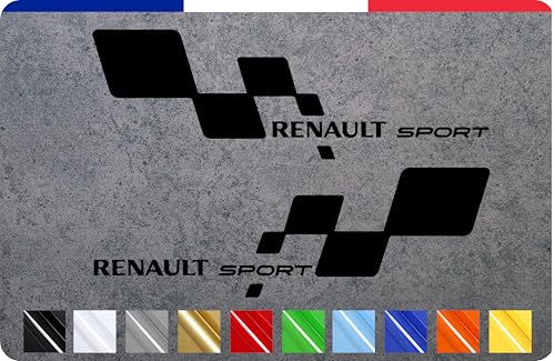 Stick Créa - 2 Stickers autocollants compatible pour Renault Sport Clio Megane RS Twingo (Noir)