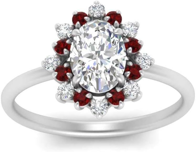 Choose Your Gemstone Thin Band Oval Halo Ring Sterling Silver Oval Shape Halo Engagement Rings Affordable for Your Girlfriend, Wife, Partner Wedding US Size 4 to 12
