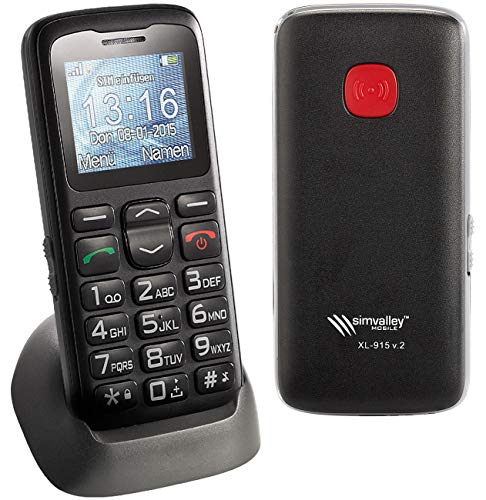 simvalley MOBILE Großtastenhandy: Komfort-Handy XL-915 V2 mit Garantruf & Ladestation (Mobiltelefon, schnurlos Telefon, ohne Vertrag)