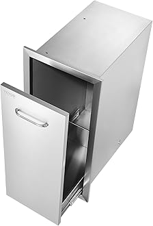 VEVOR Pull Out Trash Drawer 13.4"W x 25.7"H x 19.6"D Lower Sliding Rails Stainless Steel Roll Out Trash Bin Pull Out Tray Outdoor Kitchen Trash Drawer with Handle for BBQ Island Grill Station