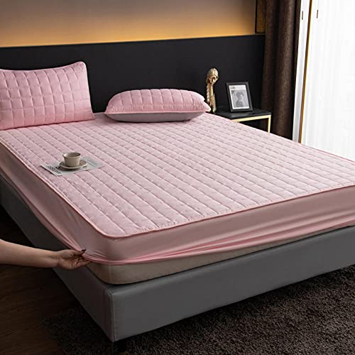 CFYCYHDZHT Bedding Fitted Sheet Boys and Girls Bedroom Cartoon Anime Print Bed Sheets, Quilted Non Slip Mattress Cover for Single Double King Size Bed Pink 1 180200cm