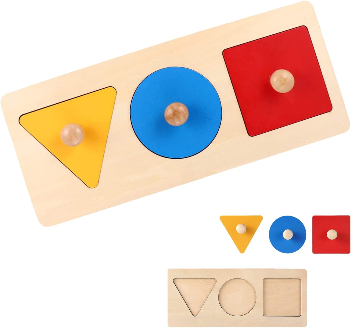 Wooden Shape Puzzles,Geometric Shape Puzzle,Montessori Wood Knob Puzzle,Early Education Toys for Baby Toy Learning Educational