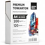 120 Blatt Papier 200g/m² Weiß Matt, PREMIUM PAPIER Reinwei...
