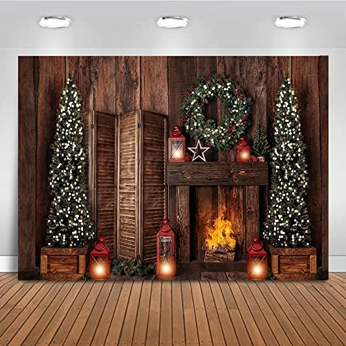 Amazon.com : Mocsicka Christmas Fireplace Photography Backdrop Xmas ...