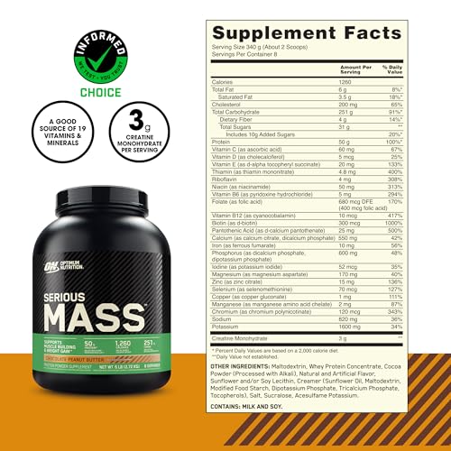image for Optimum Nutrition Serious Mass, Weight Gainer Protein Powder, Mass Gai