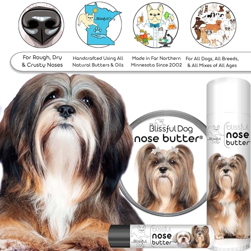 Image of The Blissful Dog Lhasa Apso Nose Butter for Dry, Cracked Skin, Lick-Safe Dog Nose Balm with Moisturizing Shea Butter, Almond, Olive, and Essential Oils, Pet Supplies, Uncented, 4 oz.