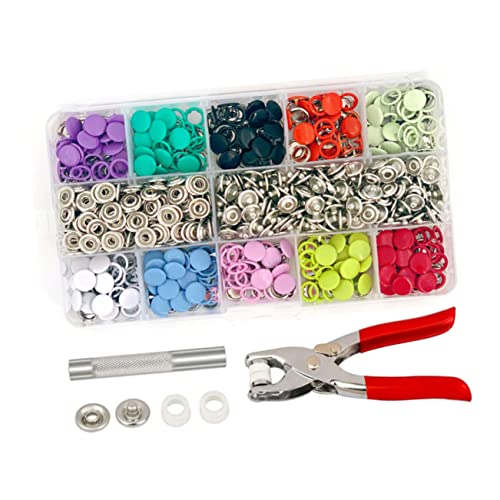 Uonlytech 1 Set Clothing Snap Fasteners Kit Hollow Solid DIY Sewing Tool for Rompers and Crafts Includes Press Pliers