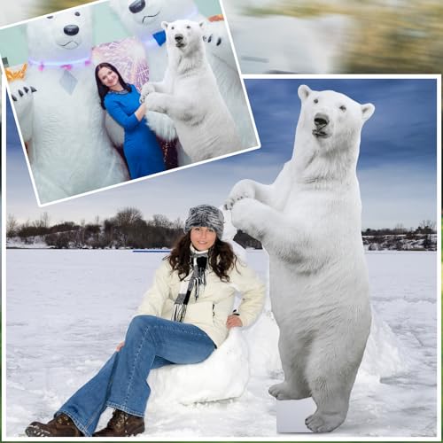Image of Geelin 6ft Polar Bear Cardboard Cutout Life Size Animal Stand up for Party