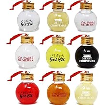 Joiedomi 9 Pcs Christmas Boozeball Ornaments Set, Xmas 1.7 oz Clear Fillable Ball, Tree Hanging Decorations for Christmas Holiday Indoor and Outdoor Decorations