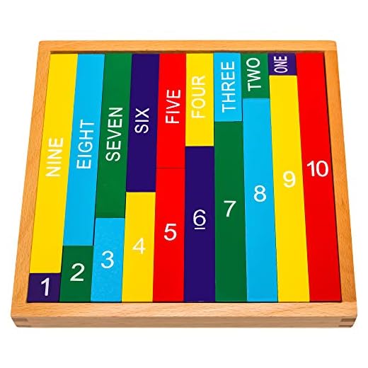 Natureich tiotavla Montessori matematik leksak av trä för att lära sig siffrorna 1-10 med sifferbalkar räkneställ kulram bokstäver och siffror flerfärgad / naturfärgad från 3 års ålder för utveckling av tidig motorik och barnets bildning