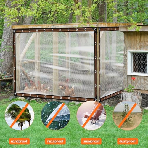 ZYP 2PCS 6.6x13 FT Heavy Duty Clear Waterproof Tarps Outdoor Garden Rainproof Covering,Clear Vinyl Tarp with Grommets,Transparent Waterproof Tarpaulin for Covering Henhouse Porch Canopy Plant Camping by ZYP - Image 6