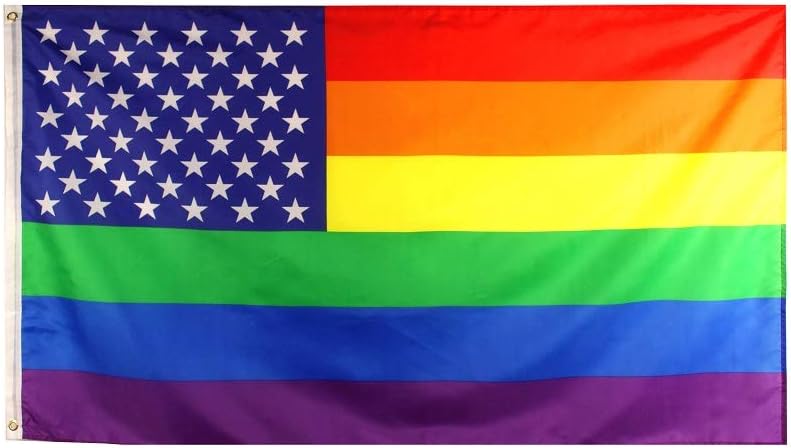 Flaglink American Gay Pride Flag 3x5Fts - USA Rainbow Banner