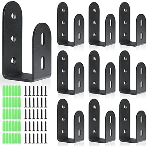Riuog U Shaped Bracket, Heavy Duty Door Security Brackets for 2 x 4 Lumber,Open Bar Holder Steel U Bracket Door Security bar fit for Indoor,Outdoor Door Security (10 Pack) Cover