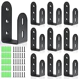 Riuog U Shaped Bracket, Heavy Duty Door Security Brackets for 2 x 4 Lumber,Open Bar Holder Steel U Bracket Door Security bar fit for Indoor,Outdoor Door Security (10 Pack)