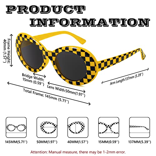 Feisedy 2 Pack Clout Goggles Sunglasses Women Men Retro Oval Girls Boys Sunglasses B2236-F2 #TOP3