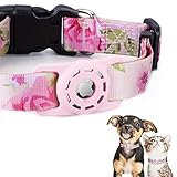 masamilk 犬用エアタグ対応首輪 AirTag用 猫 犬 ペット首輪 迷子 追跡 ペット用品 AirTag対応ケース (ローズピンク, XS)