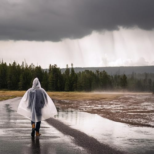 Regenponcho Festival Wasserdicht - Regencape Festival Einweg - Regenponcho Damen & Mann - Regenponcho Transparent mit Kapuze - Notfall Poncho Reise, Wandern, Camping – Einweg Regenponcho 4er-Pack
