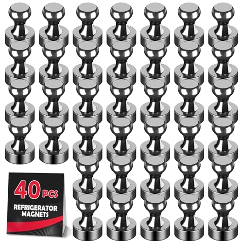 LOVIMAG Fridge Magnets 40Pcs Refrigerator Whiteboard Small Strong Magnet Classroom Kitchen Accessories Decorative Locker Set Decor Must Haves Office Calendar Refrigerador Magnetic Cute Crafts Black