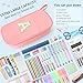 Nuozme Extra Large Pencil Case,Big Capacity Pencil Pouch,Personalized Initial Pencil Bag with smooth zipper,Multiple Pockets,Cute Aesthetic Stationery Pen Case Bag for Teen Girls College (Pink, A)