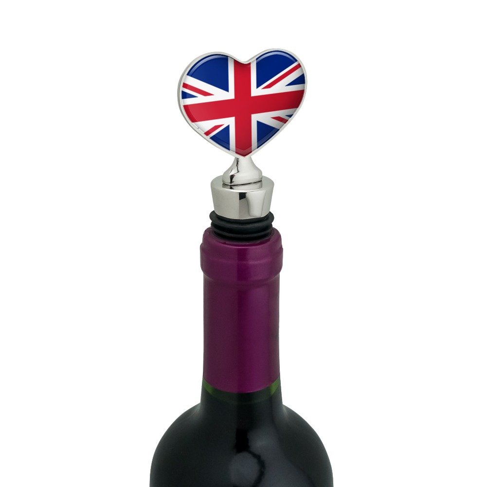 United Kingdom Great Britain Union Jack Country Flag Heart Love Wine Bottle Stopper