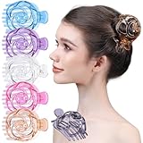 RC ROCHE 6 Pcs Bun Makers for Womens Hair Claw Clip for Updos Bird Nest Ballet Ballerina Piece French Round Holder Net Donut Shell Dome, Medium Transparent Multicolor