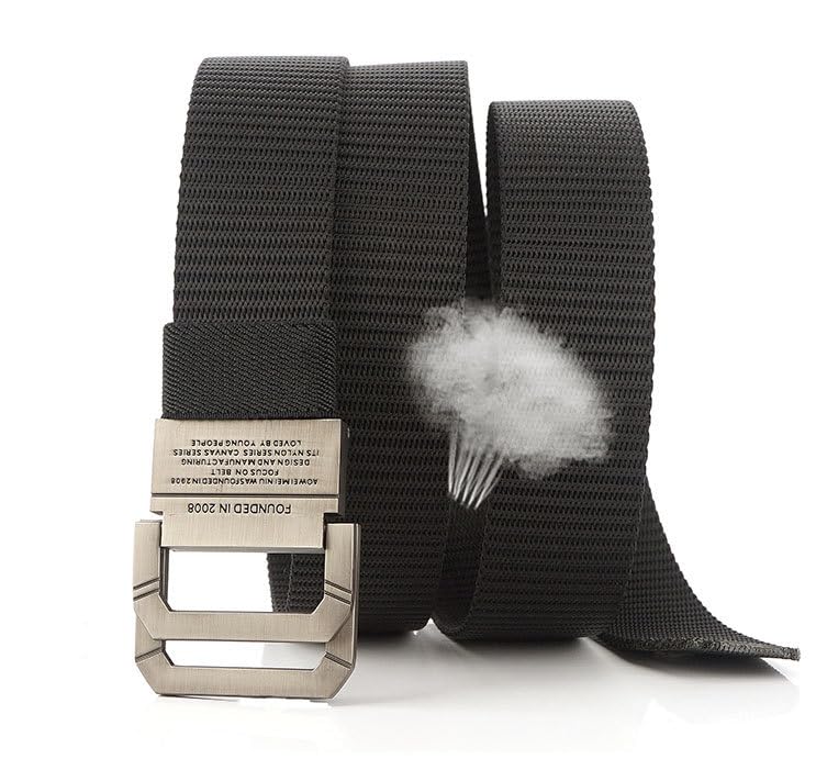 AIBEARTY Unisex Canvas Belt Casual Metal Double Ring Buckle Waist Belts Webbing Tactical Military Cloth Belt for Men Women2