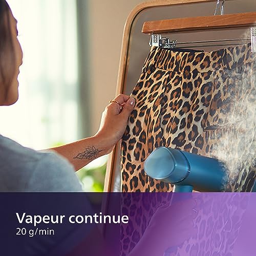 Philips Défroisseur à Main 3000 Séries - 1000W, 20 g/min de Vapeur, Réservoir d'Eau Amovible de 100 ml, Plaque en Plastique, Bleu (STH3000/20)