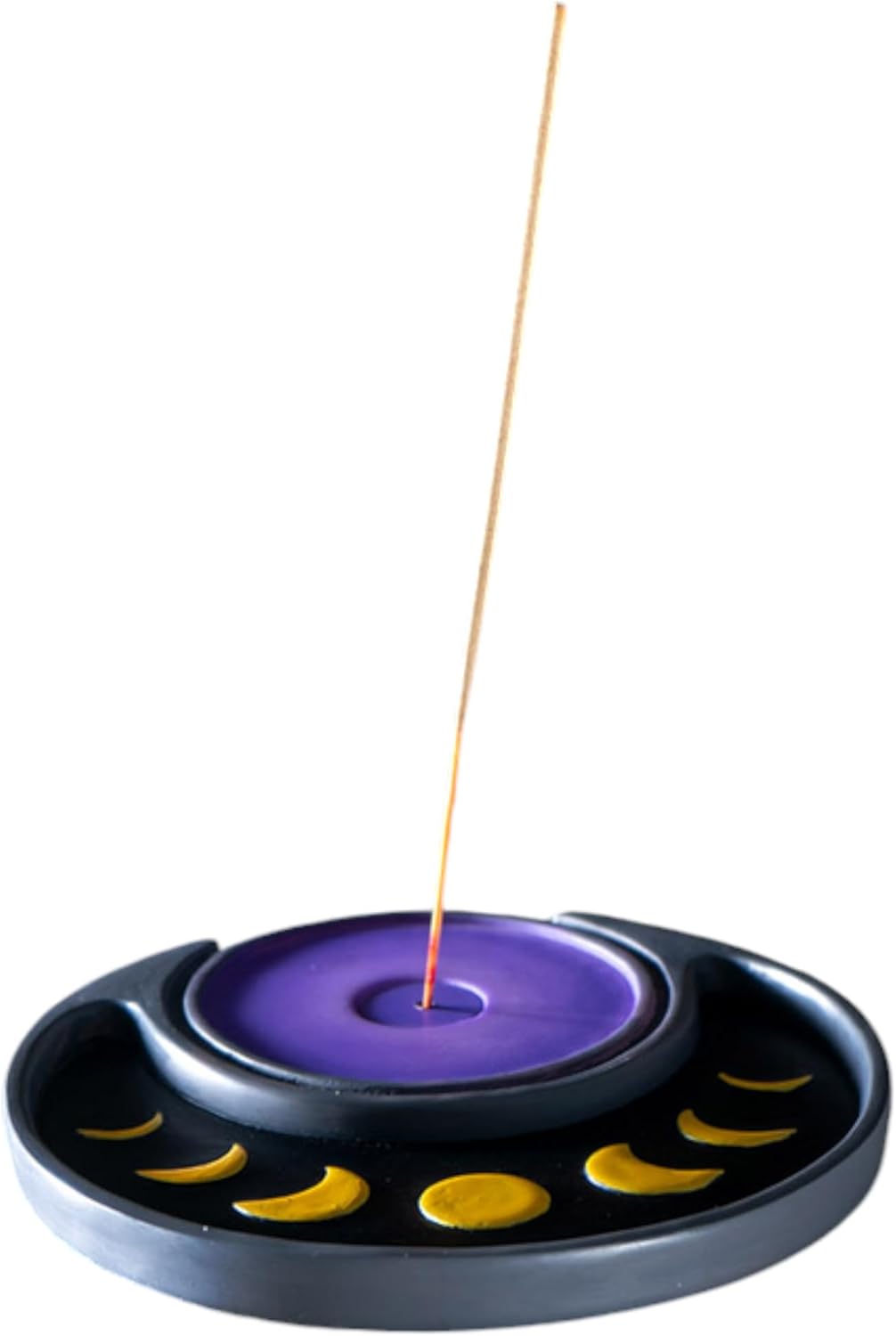 Pacific Giftware Mystical Moon Phase Incense Holder Circular Burner with Purple Center for Incense Sticks and Aromatherapy Lunar Cycle Home Decor Size 4.75" x 4.75"