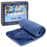 Kidaddle 7lb Weighted Blanket for Kids (Blue) 19x22 Inch, Plush Minky Weighted Lap Pad with Travel Bag