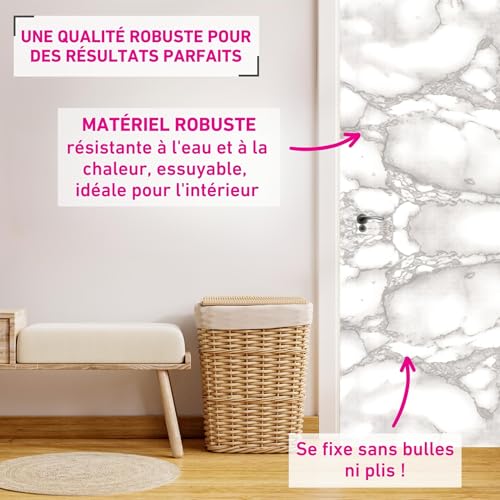 Papier adhésif marbre gris pour masquer les rayures d'un plan de travail - 4