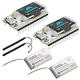 MakerFocus 2pcs ESP32 LoRa V3 Development Board with 2pcs 3000mAh Battery, 915MHz Antenna Integrated WiFi Bluetooth SX1262 CP2102 0.96-inch OLED Display for Meshtastic IoT Arduino Intelligent Scene