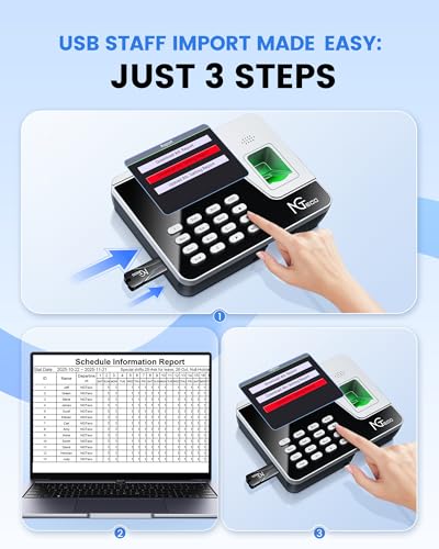 image for NGTeco Fingerprint & PIN Biometric Time Clock, Standalone Punch Machin