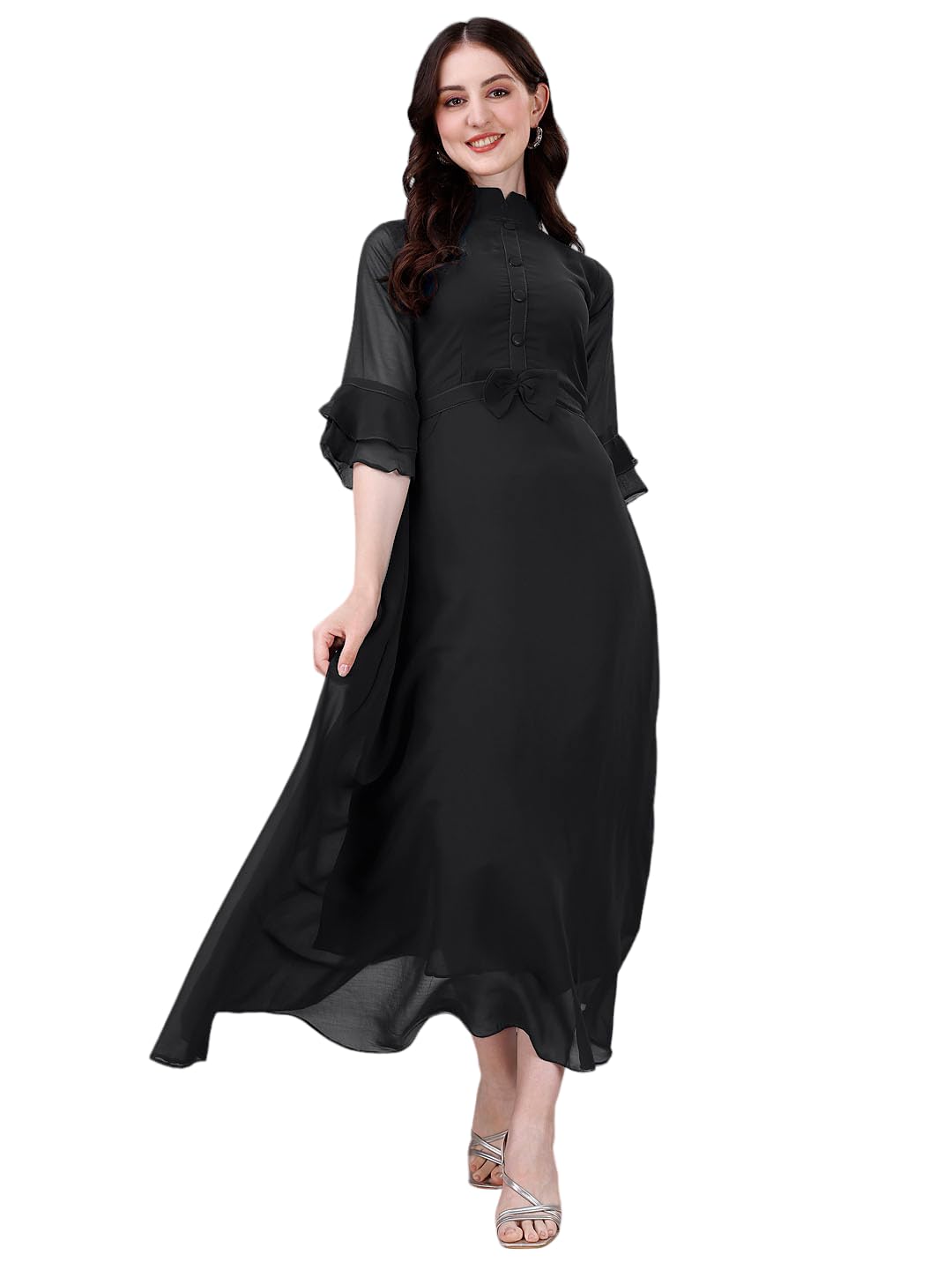 Designer Georgette Solid Gown for Women 040-image-17