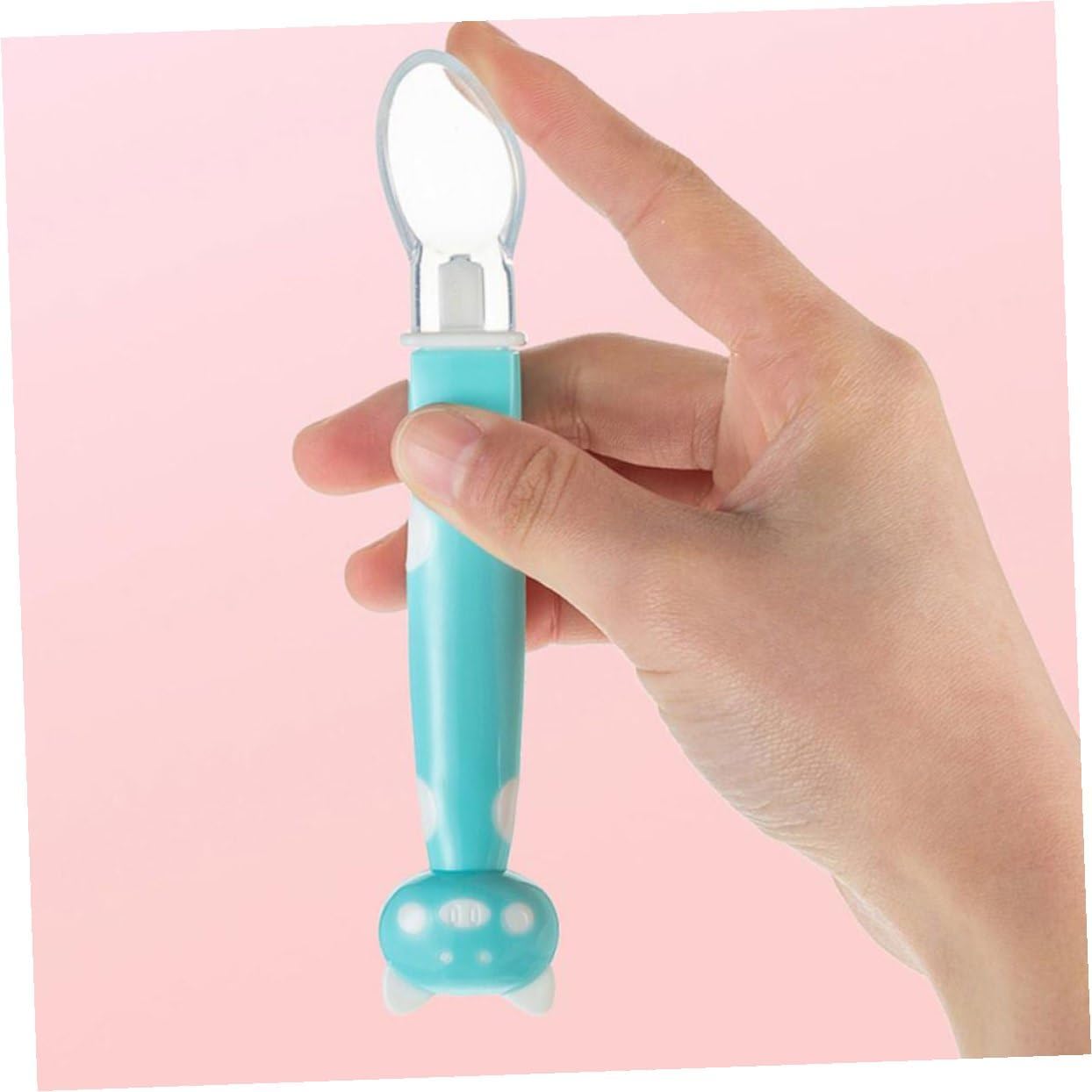 3Pcs Silicone Spoons Soft-tip Fruit Puree Spoons for Feeding Flexible Food-grade Utensils Green