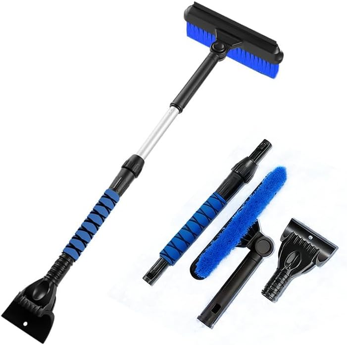 Snow Brush and Ice Scrapers for Car Windshield for Honda S2000 2000–2009, 2 in 1 Snow Scraper with Squeegee, Extendable Snow Removal Tool with Foam Grip and 360° Pivoting Brush Head,B Blue