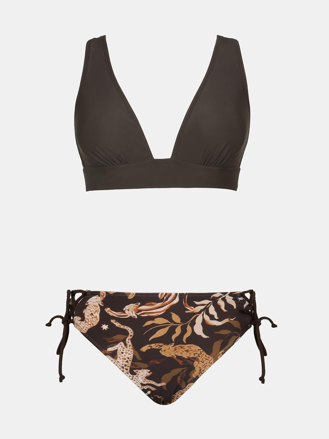 CUPSHE Bikini Set for Women Two Piece Swimsuit V Neck Triangle Top Wide Straps Cross Back Lace up Mid Rise - Image 6