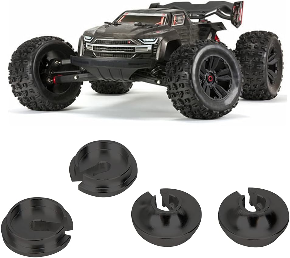 VGEBY 4Pcs Spring Retainers, Light Weight Aluminum RC Car Spring Retainers with Piston Heads RC Car Upgrade Accessory Fit for Slash 2WD RC Car 3768(BL Black) 3768 Spring Retainers
