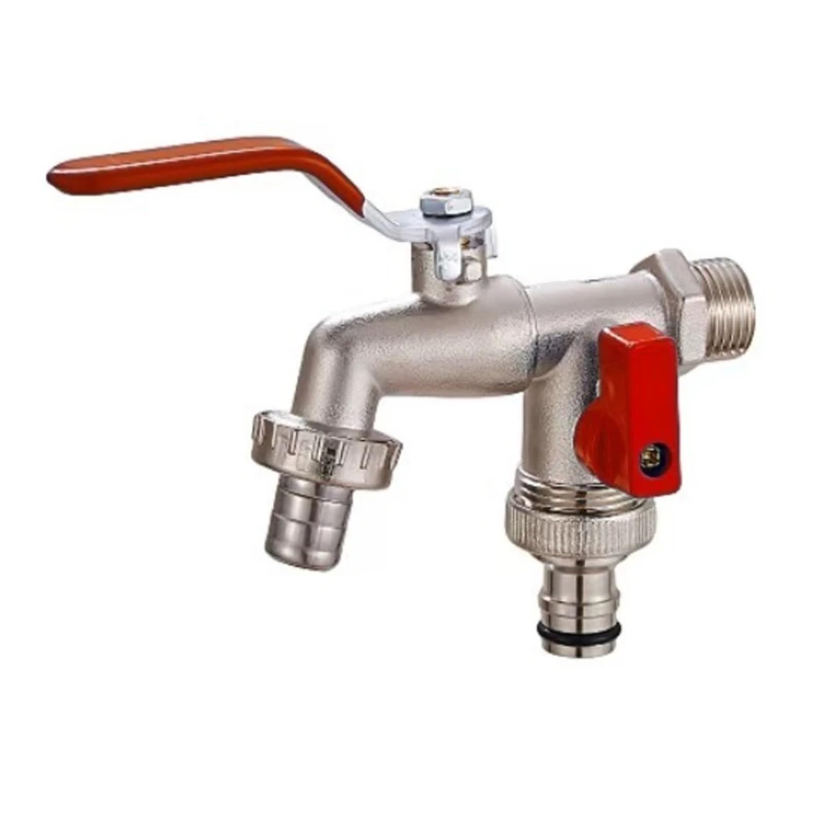 Aejhsin Color 02 Garden Faucet Garden Faucet Home Irrigation Zinc Alloy Bibcocks 1 Inlet 2 Outlet Bibcock With Dual Nipple And Balcony(Color 02)