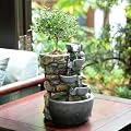 Haobos Indoor Fountain 4-Bowl Rockery Soothing Sound Tabletop Fountains Home/Office Decor Gift for Mom,Mother Day Present with A Small Plastic Pot to Grow Plant/Hebs By Yourself (Automatic Watering)