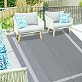 Ogrmar 5x8 FT Reversible Mats, Outdoor Rug for Patio Clearance, Waterproof Carpet, Plastic Straw Rug for Indoor Outdoor, Floor Mat&Rug for RV Porch Camping Backyard Deck Balcony Beach Trailer (Gray)