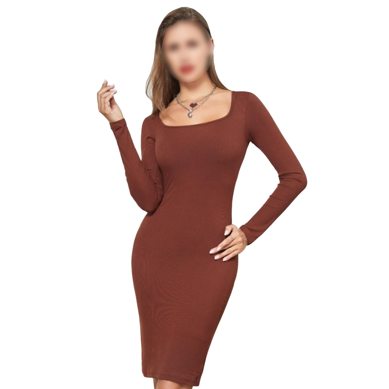 Abito Sottoveste Modellante per Donna con Controllo del Ventre, Maniche Lunghe e Sottoveste Integrale