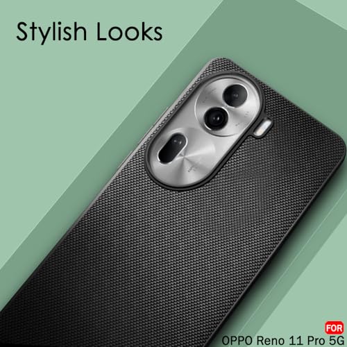 Image of TheGiftKart Back Cover Case for Oppo Reno 11 Pro 5G | Slim & Lightweight | Ultra-Premium Design | Camera Protection Bump | Fabric Texture Case Cover (PC & TPU, Black)