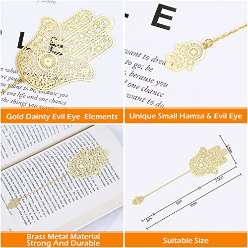 Hamsa & Evil Eye Metal Bookmark, Bookmarks For Women, Birthday Gifts Teachers & Mothers Valentine's Day Teacher Appreciation Gifts, Cute Book Marks With Chain For Men/Kids/Friend/Mom/Girls/Book Lovers #TOP2