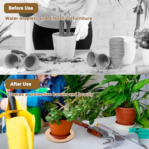 Tefola 9pcs Cork Mat for Plants,Cork Plant Coasters,Cork Plant Plastic Mat,Round Absorbent Cork Mat,Plant Saucer for Indoor Plants,Garden Pots,Coaster,Pot Pad(6 Inch - Image 4
