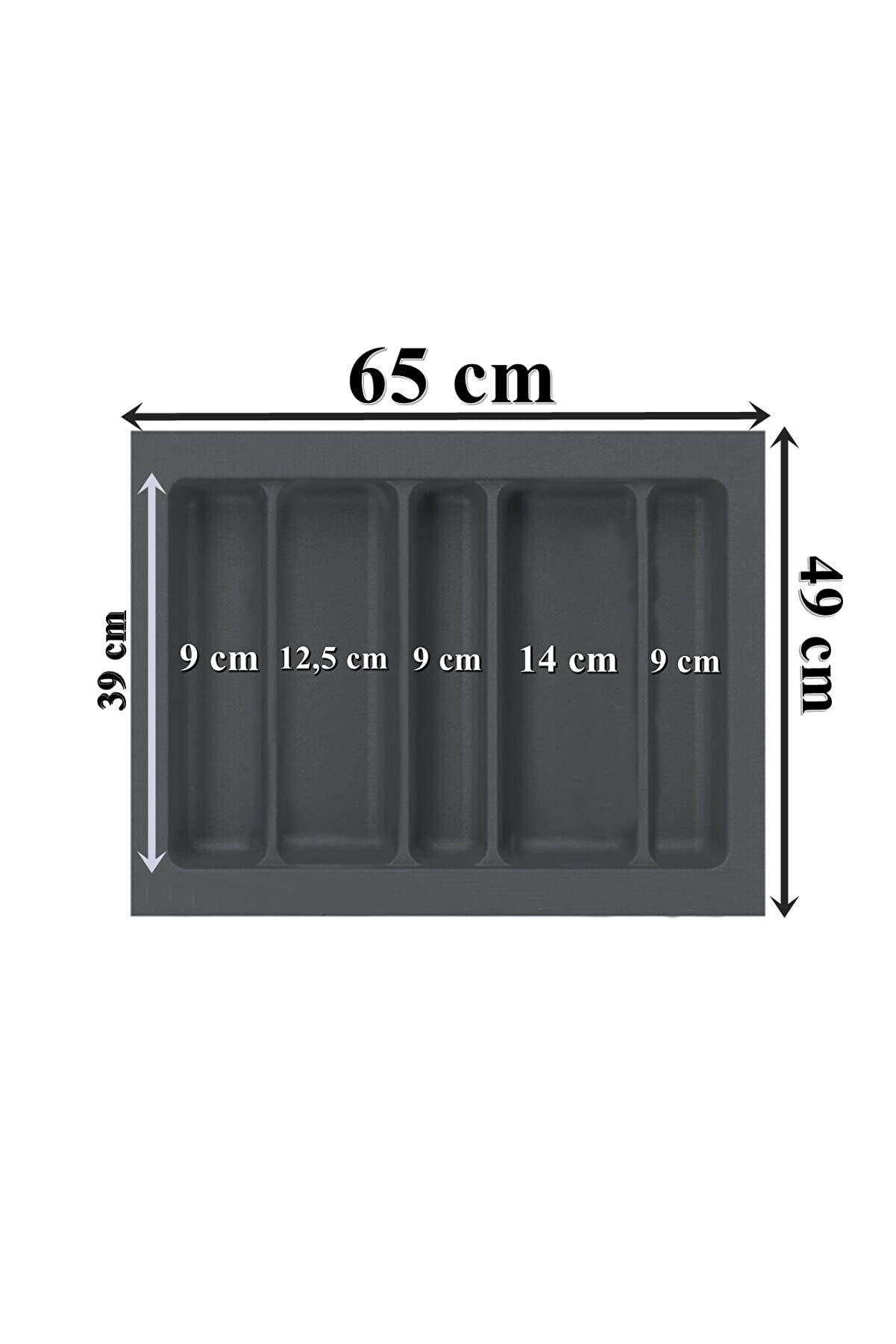 ALMITAL 65x49 Cm. 5 Bölmeli Gri Çekmece Içi Düzenleyici Kepçelik (60 * 40 CM'E KADAR KESİLEBİlİR) Maket Bıçağı Hediyeli