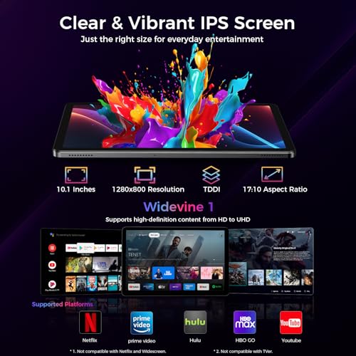 Image of 2026 Tablet 10.1 inch Android 16 with Gemini AI, 16GB RAM + 64GB ROM, GMS Widevine L1, WiFi 6 & BT 5.3, 1280 * 800 HD, 6000mAh Tablet (Gray)