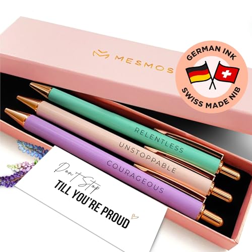 MESMOS Fancy Pen Set – Inspirational Gifts for Women, Office Motivational Writing Pens for Boss Lady, Unique Click Pens for Servers and Promotions
