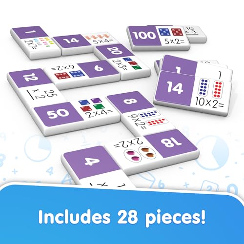 Image of Junior Learning Multiplication Dominoes Game Set, 28 Pieces, Ages 7-9, Math Skills, Grade 2-3